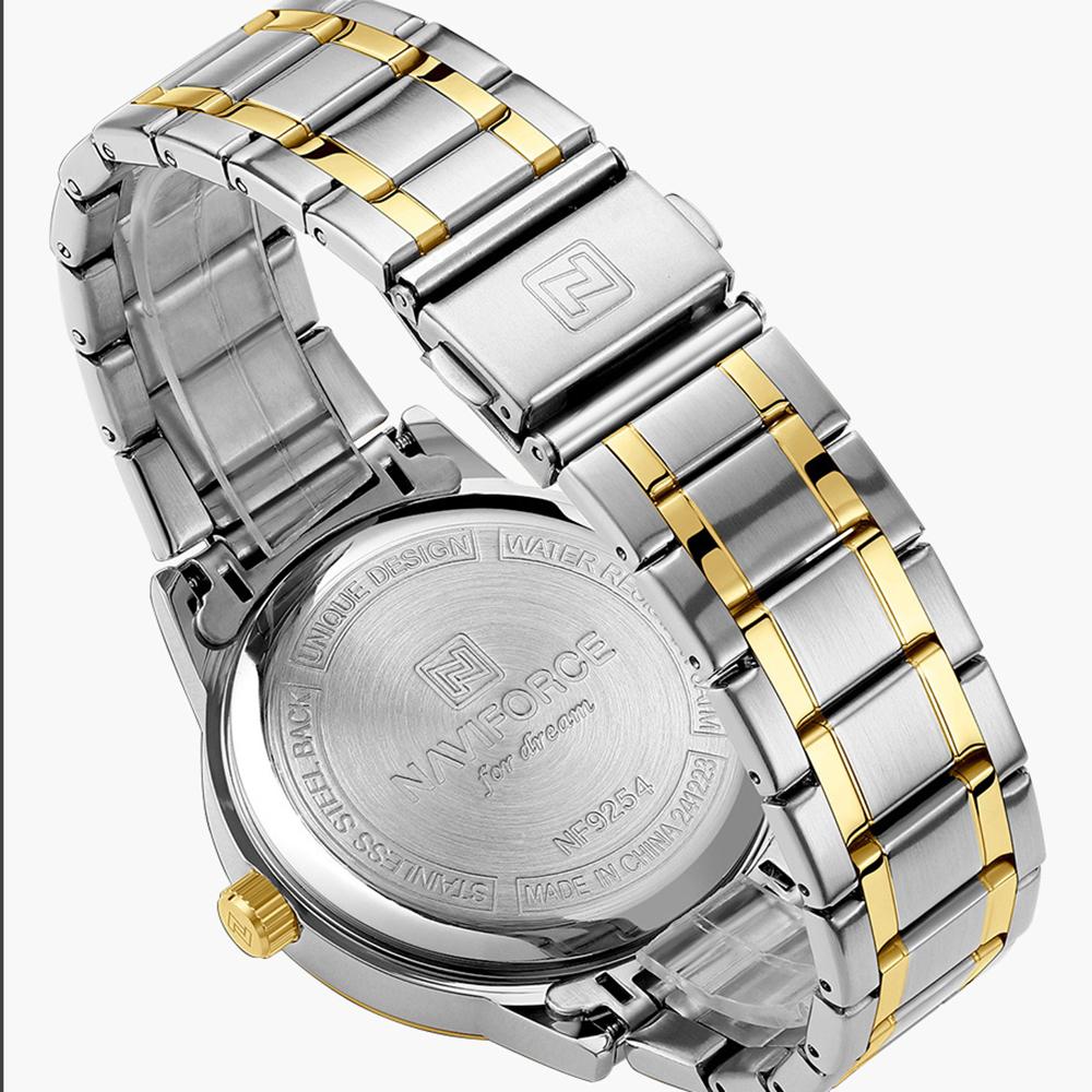 Naviforce Оригинальные простые кварцевые часы для мужчин, календарь, ремешок из нержавеющей стали, водонепроницаемость 3 АТМ, люминесцентные стрелки, деловые повседневные мужские часы NF9254