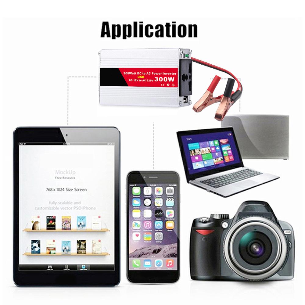 Синусоидальный 300 Вт автомобильный инвертор питания преобразователь адаптер DC12V в AC220V автотрансформатор с двумя USB для наружного применения