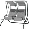Canopy Swing 2 Separate Relax Chairs w/ Handrails and Removable Canopy Grey