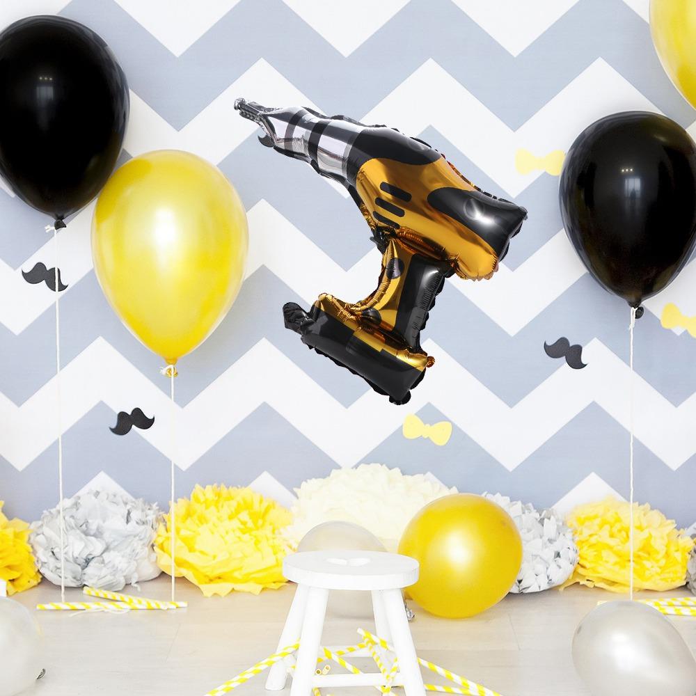 Алюминиевая пленка электрическая дрель молоток моделирование шар мультфильм рука держит шар день рождения