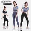 New Color Match Quick-Dry Bra-Free Yoga & Pilates Fitness Suit - Women's Short-Sleeved Two-Piece