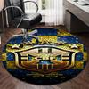 1PC round rug Brazilian Football Crest Printed Round Area Rug ,Rug For Home Office, Round Chair Rug, Decorative Carpet Fan gifts Christmas gift