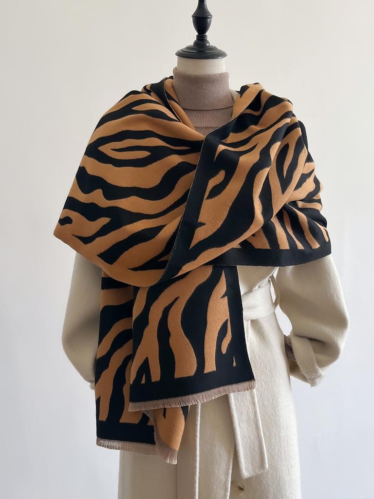 Elegant Women Streak Pashmina Scarves Fringe Wrap Winter Warm Fashion Brands Designer Cashmere Two-Sided Scarf Blanket Shawls