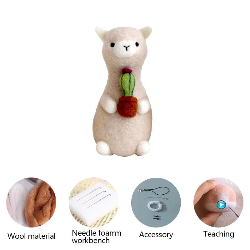 1PC Kid Gift Pack Kit Alpaca Poked DIY Handmade Material Non-Finished Animal Funny Wool Felt Model Doll