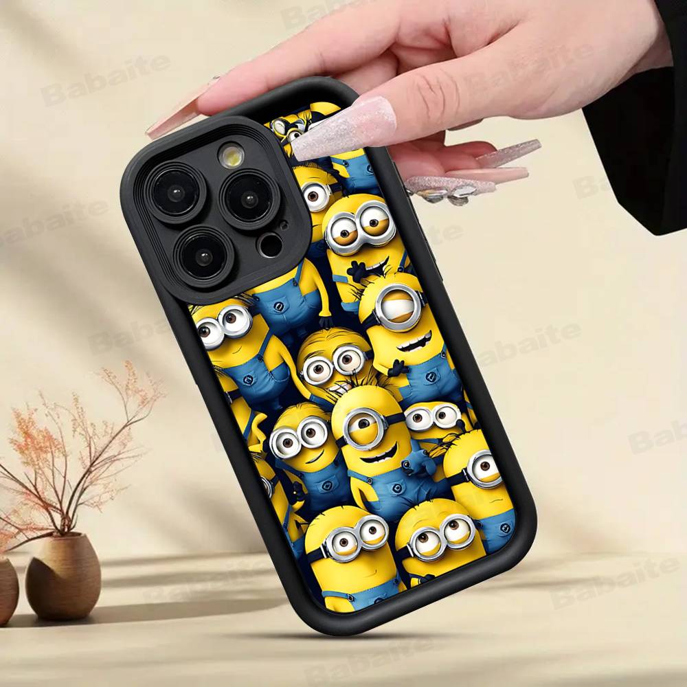 Cartoon Anime Yellow M-Minions Phone Case For IPhone 17 16 15 14 13 12 11 Pro Max Plus Silicone Shockproof Case