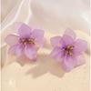 Скульптурные Цветочные Акриловые Серьги Оверсайз Сладкий Цветок Пусеты с Атмосферой Современного Искусства OG050