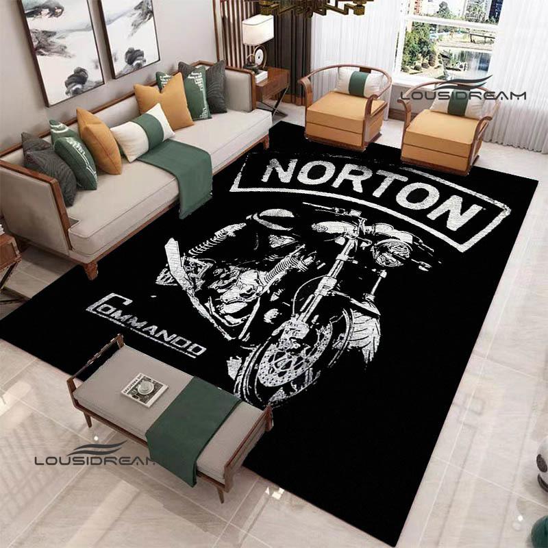Ковер с логотипом мотоцикла NORTON для гостиной, спальни, ковер, нескользящий ковер, реквизит для фотосъемки, декор для спальни, подарок на день рождения
