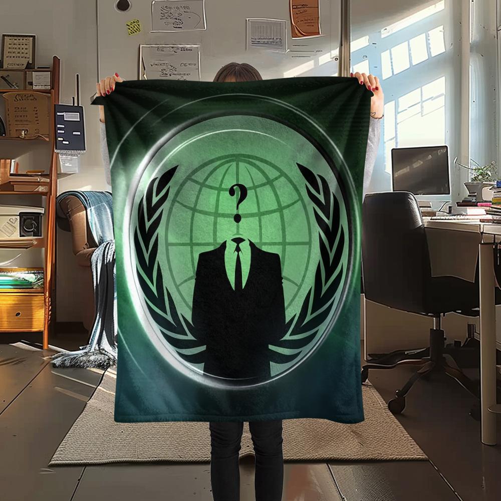 Anonymous Print Flannel Blanket, High quality Comfortable for All Seasons, Home Decor, Warmth and Comfort