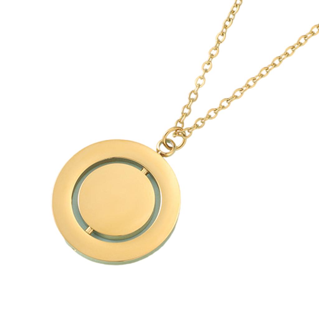 Вращающееся двухслойное круглое ожерелье-подвеска с регулируемой цепочкой, ювелирное изделие из нержавеющей стали для женщин и девочек-подростков