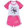 5599 Multi-color Kids Girls Lily Lovebraids Print T-shirt Shorts Tracksuit Sets