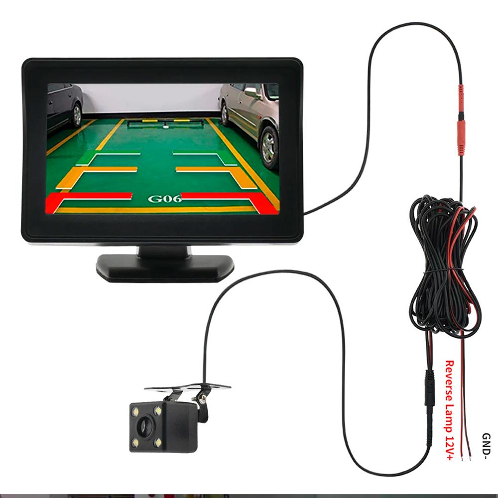 Автомобильная камера заднего вида с широким углом обзора 4,3" TFT LCD дисплей или монитор водонепроницаемый ночное видение задний ход резервное копирование 2в1 парковка Revere