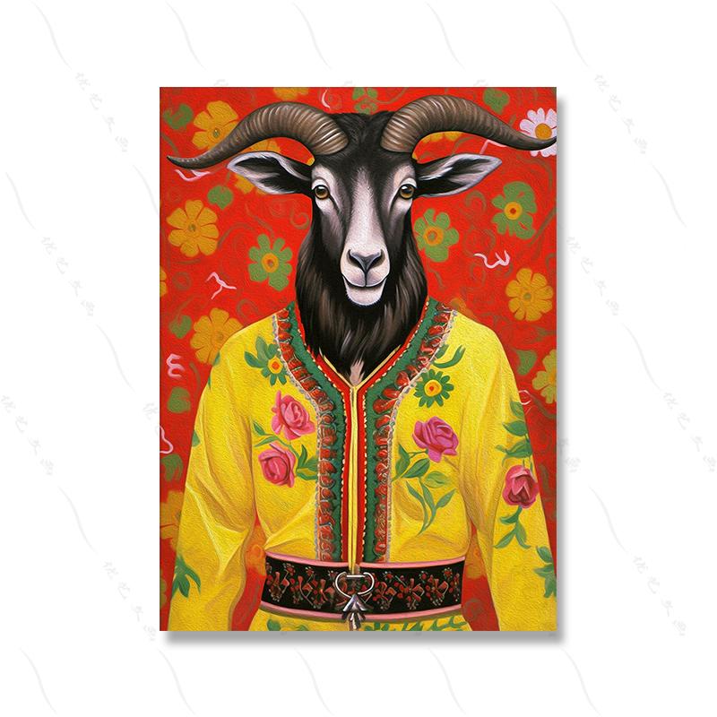 Fashion Animal Tyrannosaurus Fashion Funny Poster Print Club Wall Art Canvas Zebra Illustrated Living Home Painting Home Decor