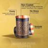 Copper Hammer Carving Water Matka Vessels Container Pot with Stainless Steel Tap 11 Litre AND Premium Copper Water Glass With Carving Design Set Of 6
