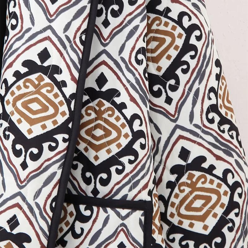 HXAO Зимняя женская куртка с принтом, стеганые пуховики, стеганые куртки, короткие стеганые пальто, модная женская свободная верхняя одежда