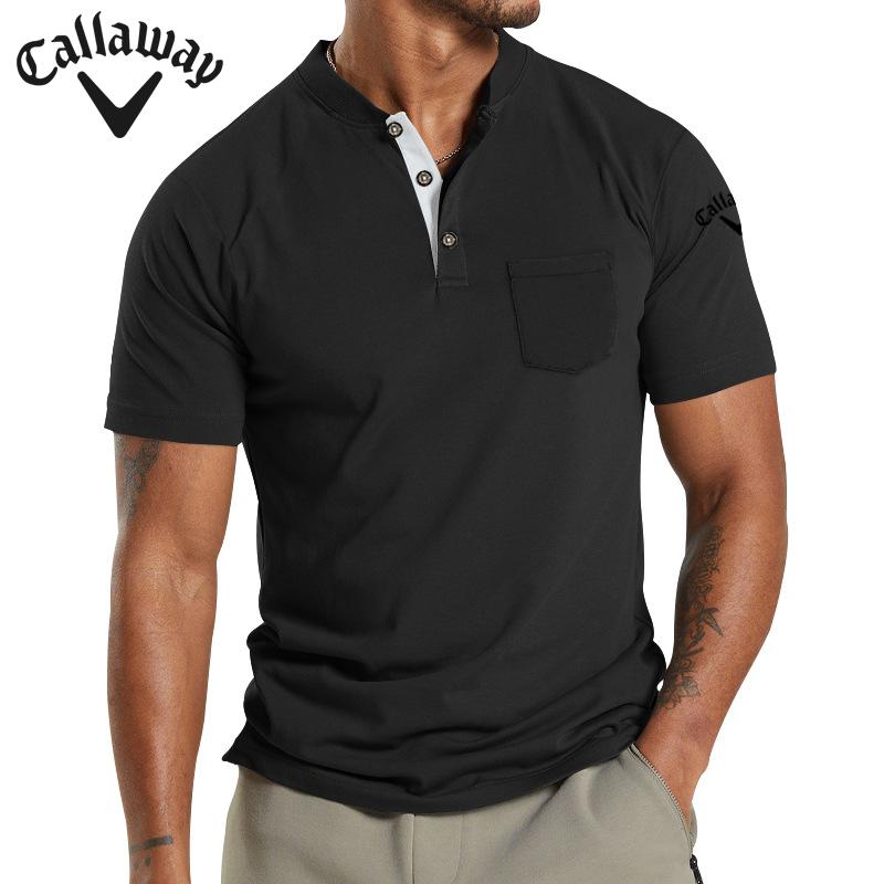 Callaway Летняя вышивка Новая большая мужская футболка с коротким рукавом и карманом на пуговицах Поло