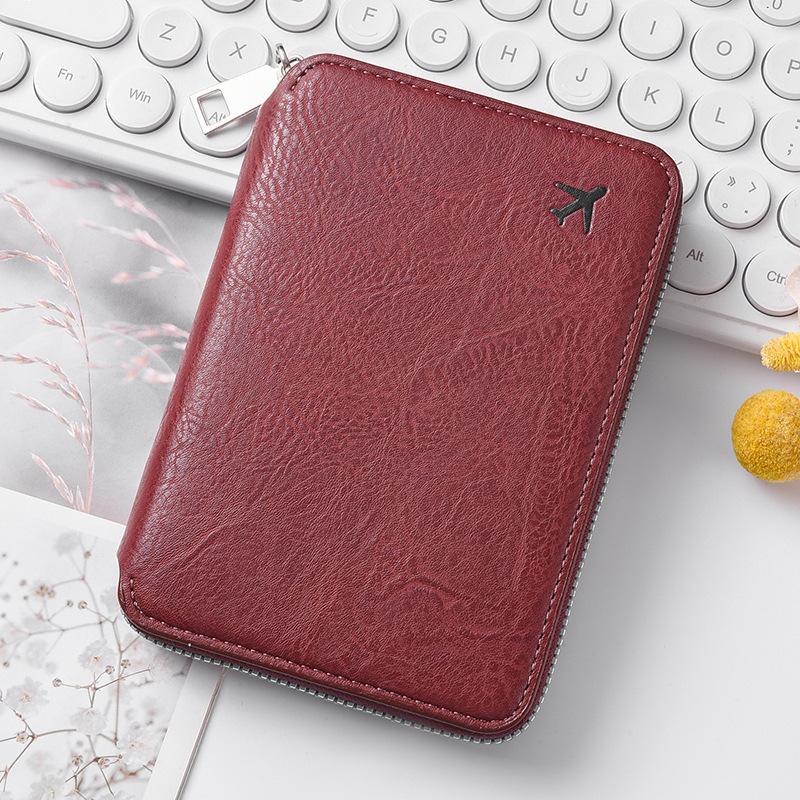 Многофункциональная сумка для паспорта с RFID-защитой, держатель для дорожных документов с длинной молнией, кошелек для хранения билетов для нескольких паспортов