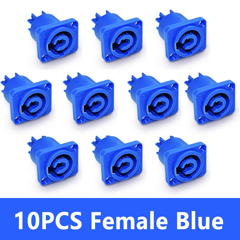 NAC3FCA NAC3FCB 3Pin Power Connector LED Speakon Male Plug Blue (Input)+White (Output) Plug+Female Socket 20A 250VAC