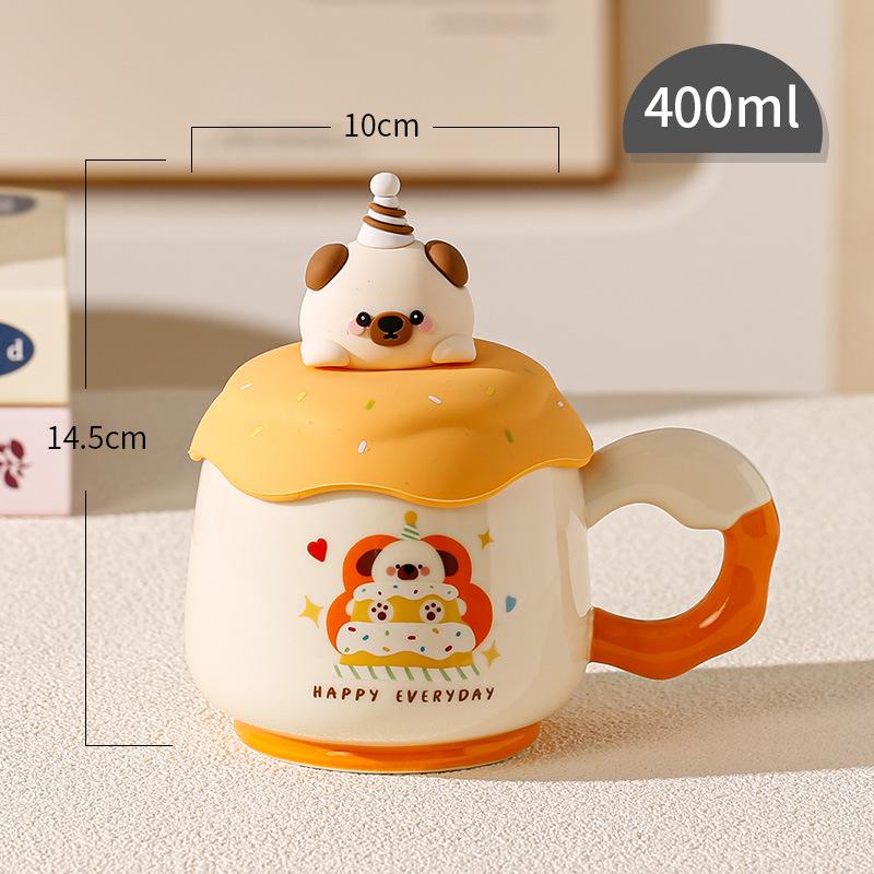 Подарок на день рождения кружка для девочек с крышкой керамическая чашка высокая ценность чашка для питья бытовая милая кофейная чашка для пары