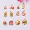 10pcs Color-Preserving Sand Gold Dripping Oil Fu Character Guochao Safety Lock Dragon Zodiac Pendant Diy Handmade Jewelry Accessories Gourd Pendant