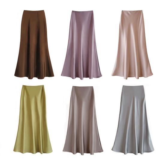 Женская юбка «рыбий хвост» с высокой талией, атласная, дышащая, с блеском, облегающего кроя, юбка макси, для работы, отдыха, повседневной носки