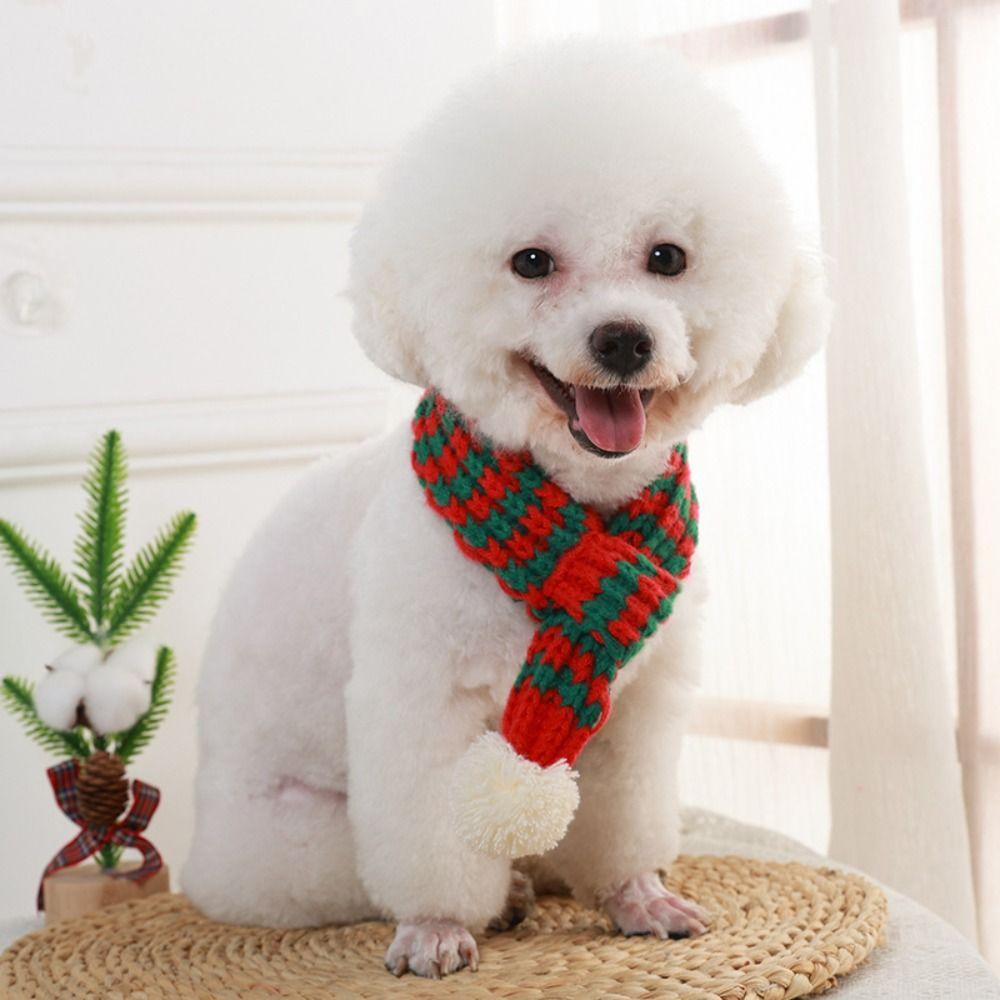 Cute Puppy Kitten Christmas Scarf S/M/L Winter Dog Scarf Pet Warm Knitted Scarf  Keep Warmth
