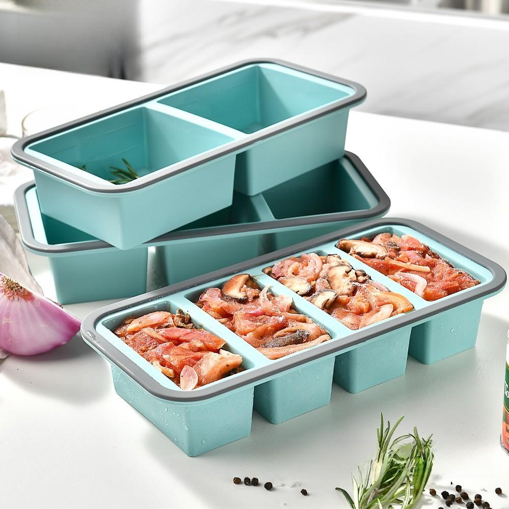 Силиконовый контейнер для хранения продуктов с крышкой и разделителями для заморозки и приготовления еды