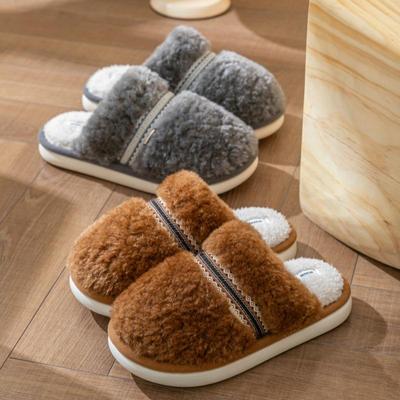 Зимние домашние нескользящие хлопковые тапочки Di Sheng для пар - Плюшевые, теплые, на флисовой подкладке для мужчин и женщин