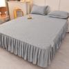 Сплошной цвет, хлопковая простыня, юбка-кровать, пылезащитный чехол для матраса, современный минималистичный чехол для подушки королевской кровати, покрывало