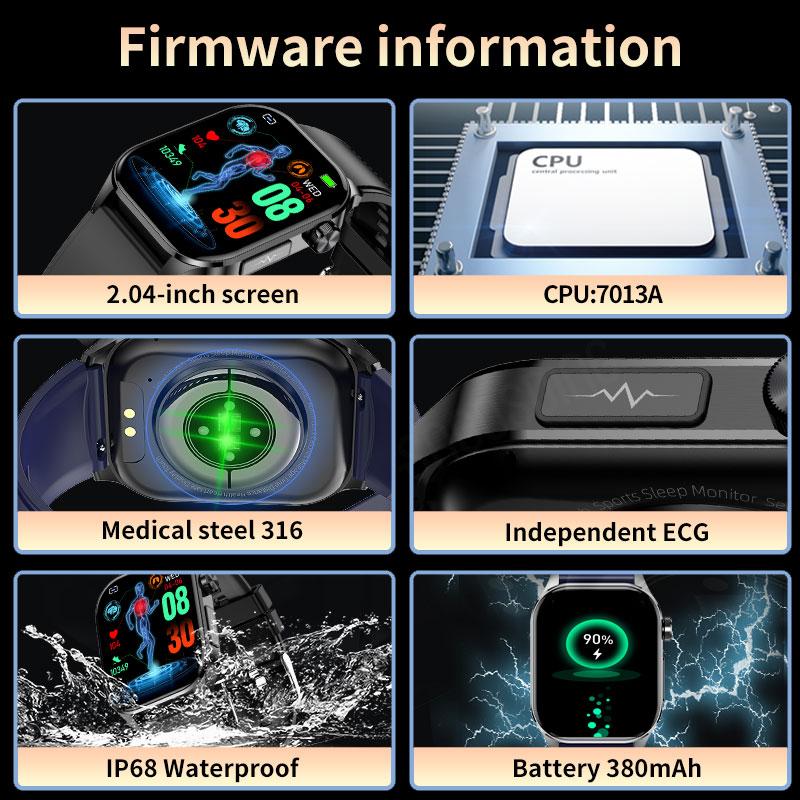 SACOSDING AMOLED Смарт-часы ЭКГ Артериальное давление Кислород в крови Температура тела ВСР Монитор здоровья SOS Bluetooth Вызов Смарт-часы Мужчины