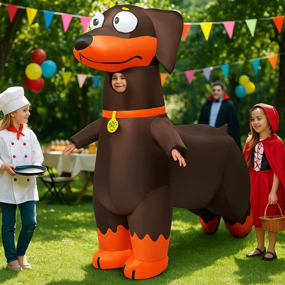 Full Body Jumpsuit Inflatable Sausage Dog Costume Cosplay Sausage Dog Costume Role-playing Props