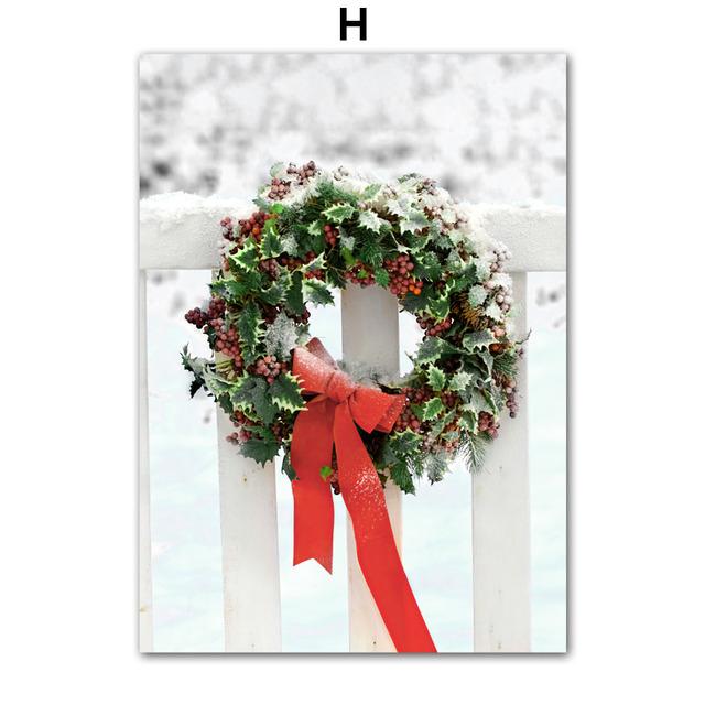 Веселая рождественская собака лось рождественская елка подарок настенная живопись холст праздничный постер и принт картина для гостиной домашний декор