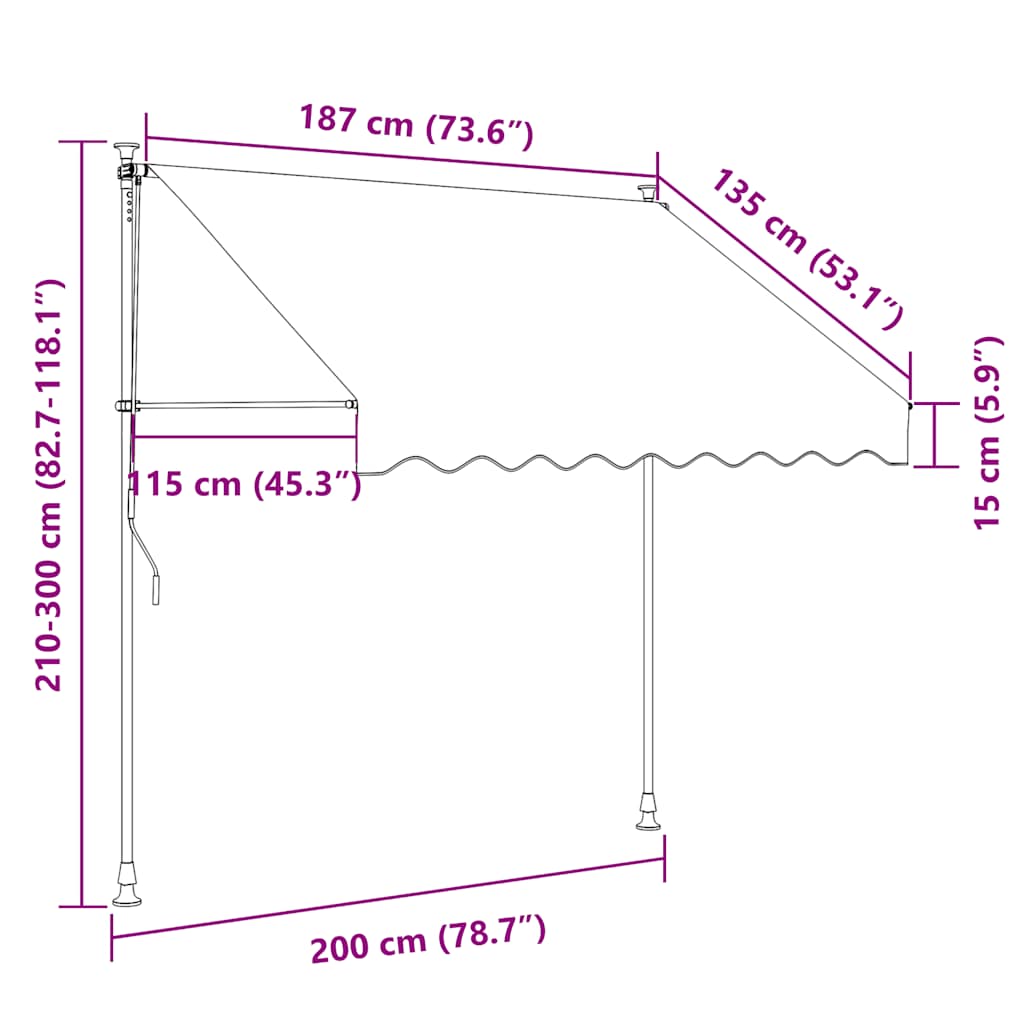 Retractable Awning Manual Operation 200 cm Orange and Brown