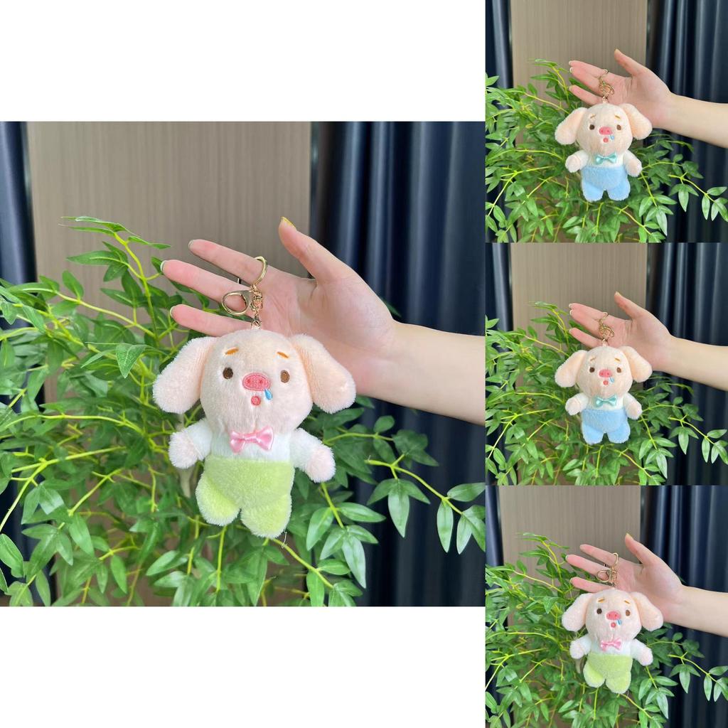 Adorable Piglet Plush Keychain With Soft Short Plush And Cute Cartoon Design In Green Blue Pink