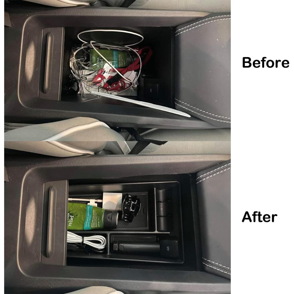 For Ford Mustang Mach-E 2021-2024 Center Console Tray Armrest Divider Durable ABS Black Functional Storage Box Car Accessories