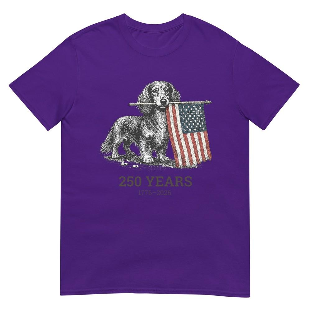 Cute Long Haired Dachshund American Flag 250 Years 17762026 TShirt