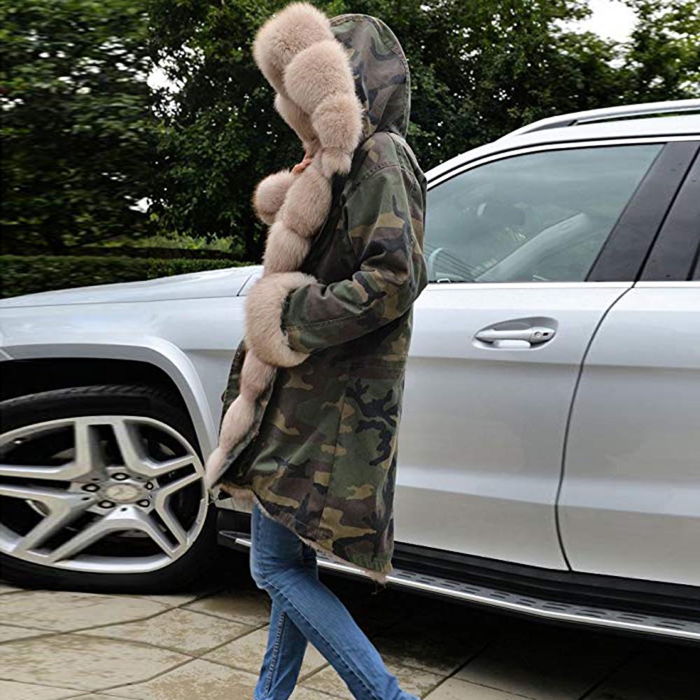 Женская искусственная зимняя куртка с капюшоном, пальто с длинными рукавами и рыбьим хвостом