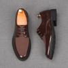 Luxury Men's Lace Up Suede Patent Leather Mixed Business Flats Shoes Male Designer Homecoming Wedding Dress Footwear
