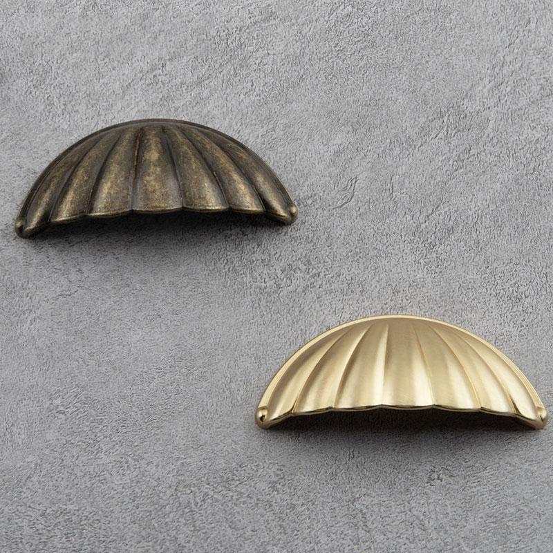 1PC Hardware Antique Brass Shell Knob Cabinet Pulls Cupboard Door Handle Home Decor Desk Drawer
