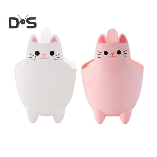 2Pcs Garbage Cans Pen Holders Large Capacity Smooth Edge Burr Free Cartoon Cat Shape Mini Table Trash Cans Storage Buckets