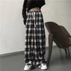 Cotton Draped Floor Plaid Wide-leg Pants Spring and Autumn New Thin American Retro Loose Straight Drawstring Casual Pants