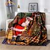 Christmas Series Flannel Cashmere Blanket  Santa Pattern Comfortable Warm Sofa Bed   Gift Blanket