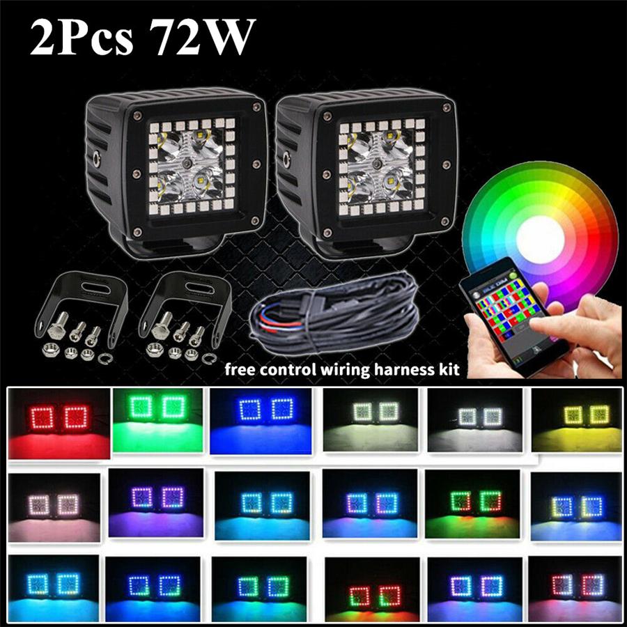 Пара 3x3 дюйма 24 Вт Точечные Кубические Поды Светодиодная Рабочая Световая Балка с RGB Ангельскими Глазками