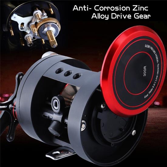 Baitcasting Reel 5.6:1 Round Fishing Reel Trolling Boat Fishing Molinete Left/Right Hand Black Pesca