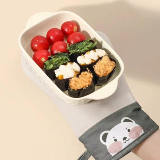 1Pc Silicone Heat Resistant Gloves Non-Slip Oven Mitts Kitchen Hand Clamps Thickened