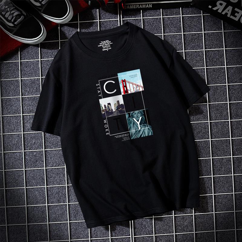 City 8 Colors Plus Size Men Short Sleeves Cotton T-shirt Casual Loose Tee