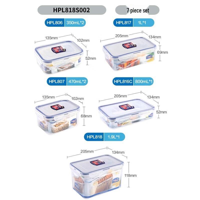 Lock&Lock Plastic Food Storage Container 7-Piece Set