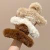 Elegant Plush Hair Clip Claw Korean Fashion Large Imitation Rabbit Plush Grab Claw Clips Girls Hair Accessories