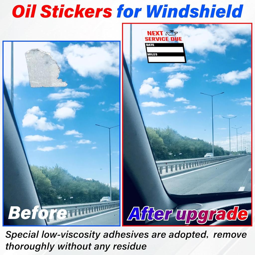 450 PCS Oil Change Stickers For Windshield, 2 Rolls  Oil Change Sticker, 2 X 2 Inches Next Service Due Sticker Labels, Removable Vinyl Stickers For