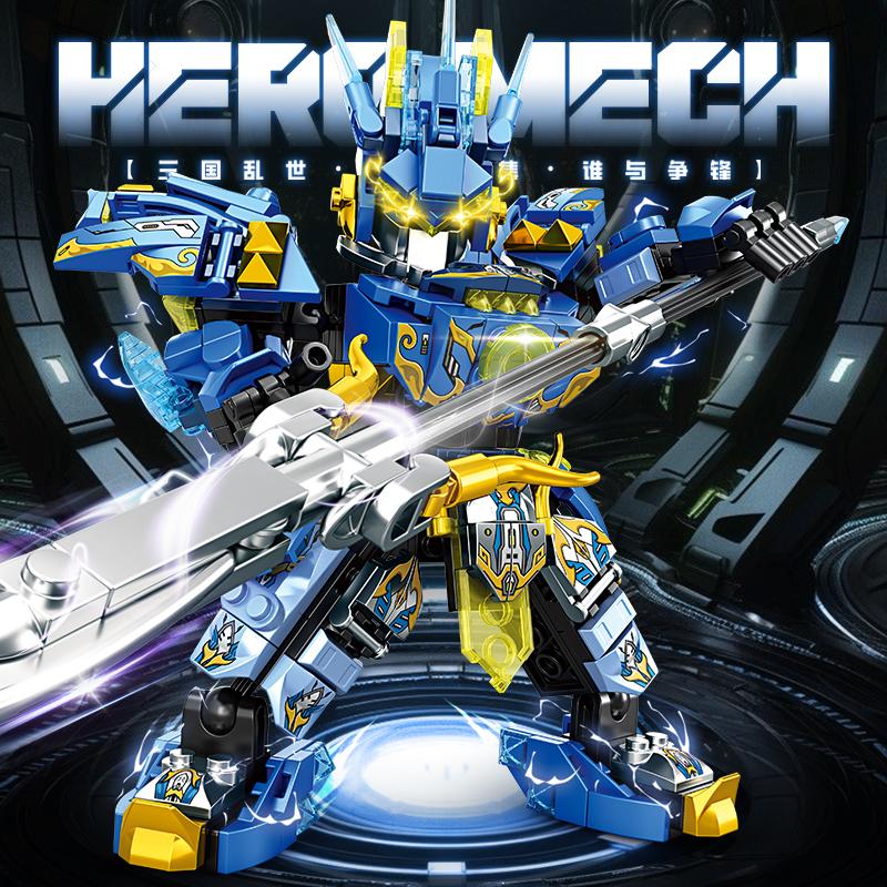 Mecha Warrior Building Blocks Super Hero Green Zhao Yun Robot DIY Action Figure Boys Birthday Christmas Gift Kids Toy