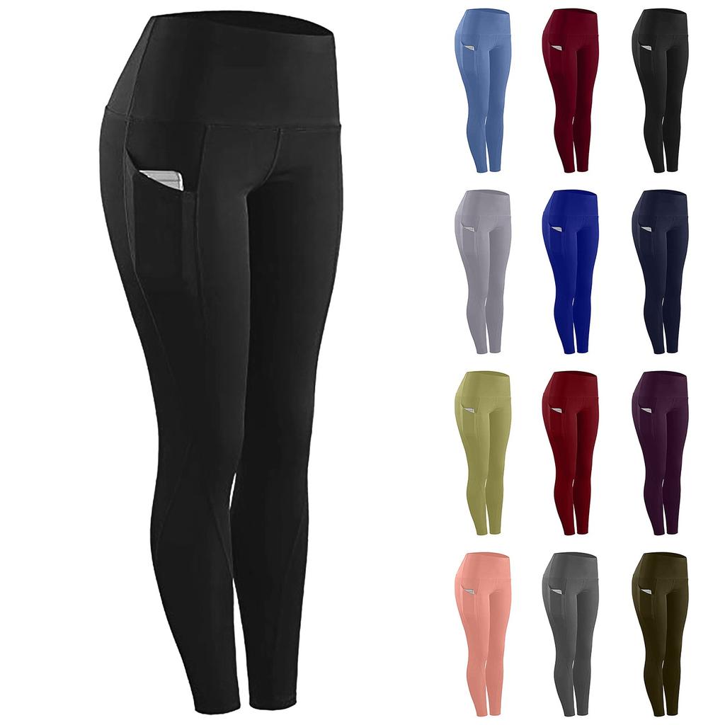 Women Stretch Yoga Leggings Fitness Running Gym Sports Pockets Active Pants
